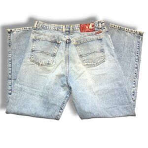 VTG Lucky Brand Men’s Blue Faded Jeans Denim 36x32 Relax Fit Zip Made in USA